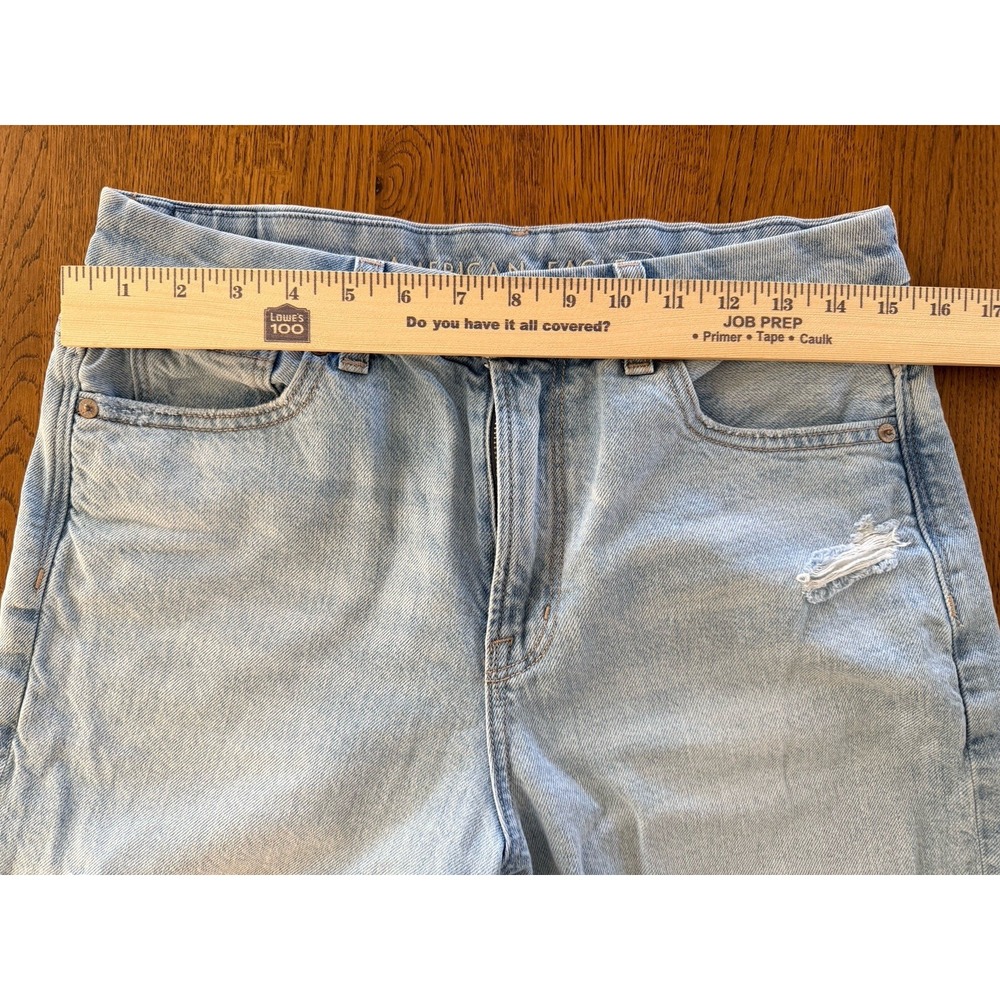 American Eagle Jeans Womens 8 Blue Strigid Distressed High Rise Raw Hem Denim - Picture 7 of 9